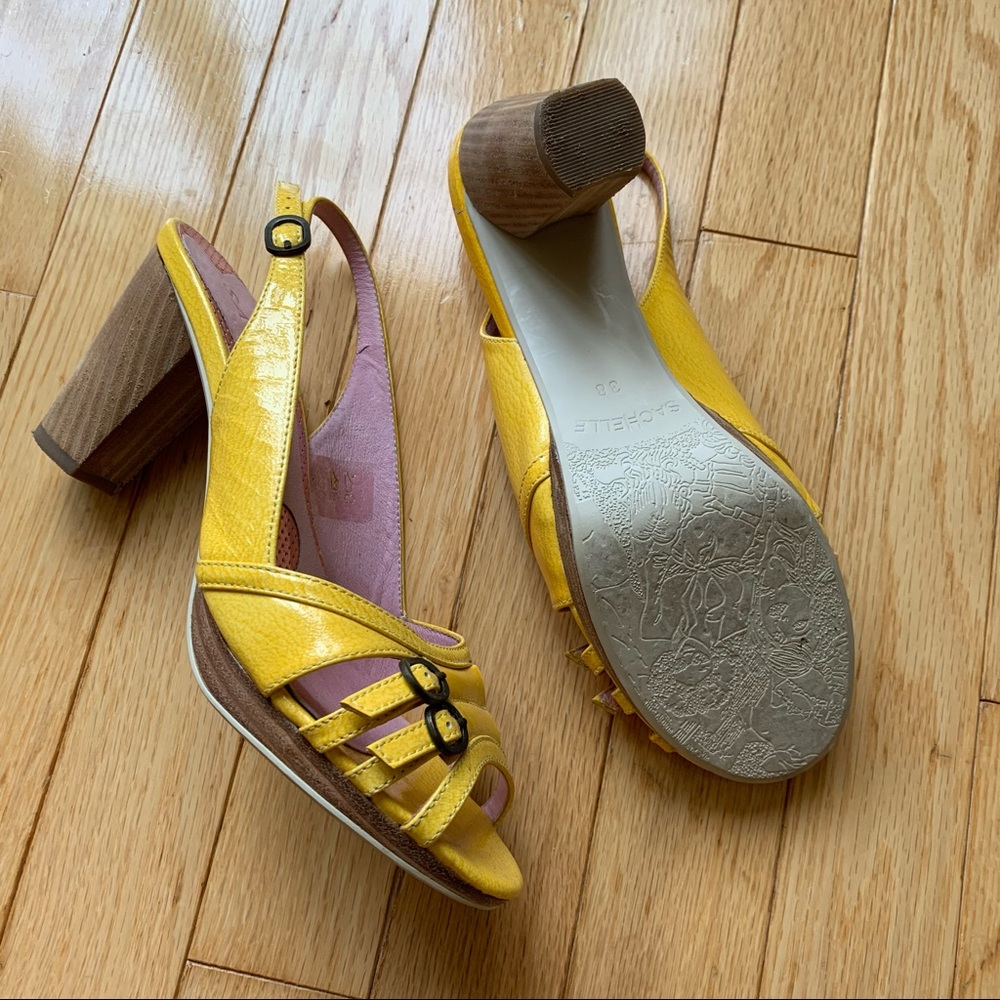Leather Yellow Sachelle Sandals